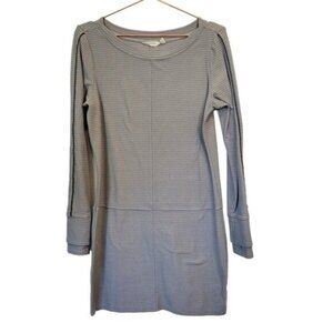 Athleta | Carmella Striped Athleisure Long Sleeve Dress Gray